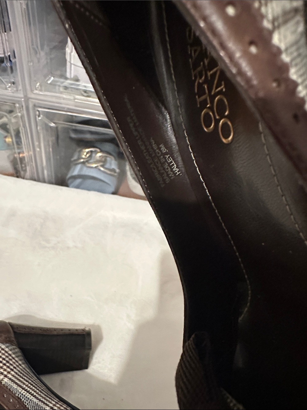 Franco Sarto Brown Plaid Bow Pump - Picture 12 of 12